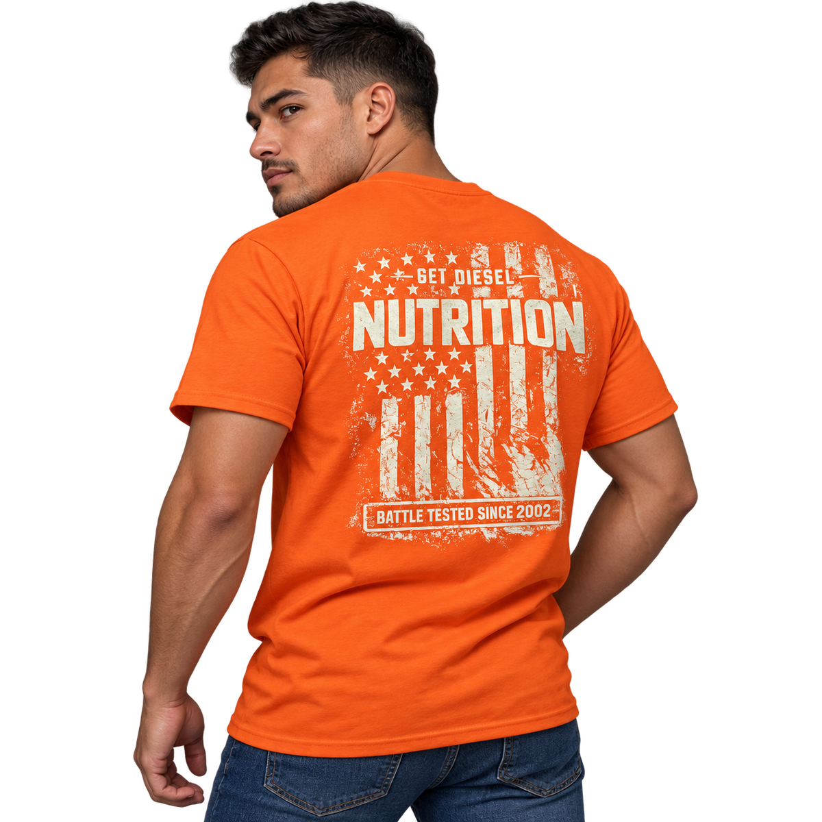 GET DIESEL Battle Tested Distressed USA Flag 50/50 T-Shirt