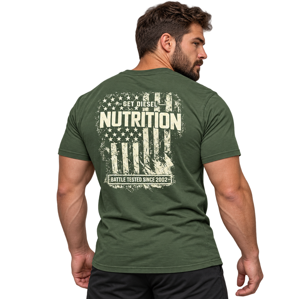 GET DIESEL Battle Tested Distressed USA Flag 50/50 T-Shirt