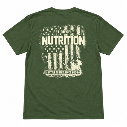 GET DIESEL Battle Tested Distressed USA Flag 50/50 T-Shirt