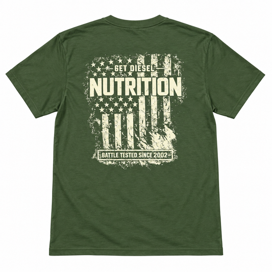 GET DIESEL Battle Tested Distressed USA Flag 50/50 T-Shirt