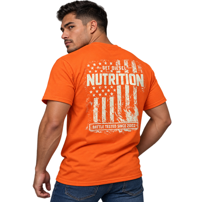 GET DIESEL Battle Tested Distressed USA Flag 50/50 T-Shirt