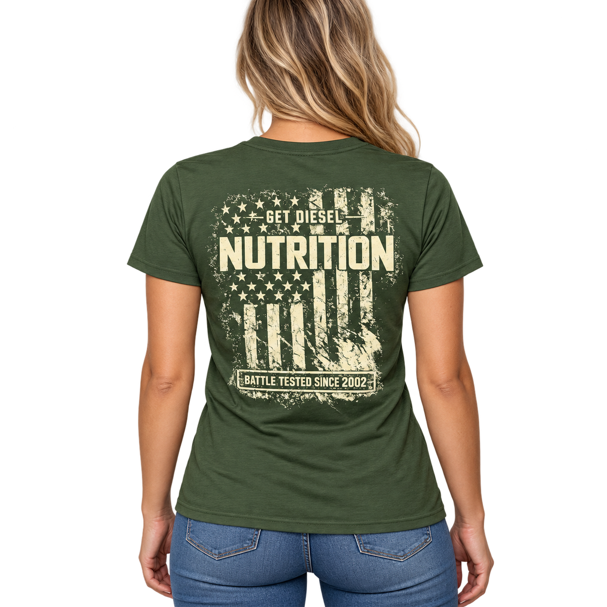GET DIESEL Battle Tested Distressed USA Flag 50/50 T-Shirt
